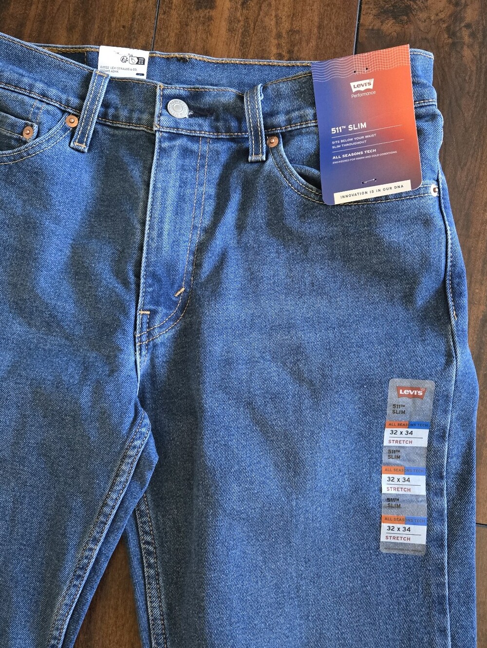 Levi's 511 Slim Fit Stretch Denim Jeans All Season Tech Blue Performance 32x34 - Picture 4 of 13